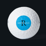 DIY Monogram & Name, Black & White Text, Sky Blue Golf Balls<br><div class="desc">Personalise with your Monogram and Name In Black and white Text. This simple Sky Blue Design can also be used to promote your Company Name.</div>