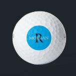DIY Monogram & Name, Black & White Text, Sky Blue Golf Balls<br><div class="desc">Personalise with your Monogram and Name In Black and white Text. This simple Sky Blue Design can also be used to promote your Company Name.</div>