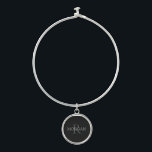 DIY Monogram & Name, Classic Black with Grey Text Bangle Bracelet<br><div class="desc">Personalise with your Monogram and Name In Grey Text. This simple Classic Black Design is sure to get attention.</div>