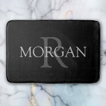 DIY Monogram & Name, Classic Black with Grey Text Bath Mat<br><div class="desc">Personalise with your Monogram and Name In Grey Text. This simple Classic Black Design is sure to get attention.</div>