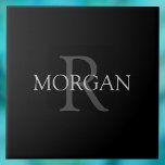 DIY Monogram & Name, Classic Black with Grey Text Ceramic Tile<br><div class="desc">Personalise with your Monogram and Name In Grey Text. This simple Classic Design is sure to get attention. Can also be used to promote your Company Name.</div>