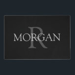 DIY Monogram & Name, Classic Black with Grey Text Laminated Place Mat<br><div class="desc">Personalise with your Monogram and Name In Grey Text. This simple Classic Black Design can also be used to promote your Company Name.</div>
