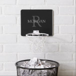 DIY Monogram & Name, Classic Black with Grey Text Mini Basketball Hoop<br><div class="desc">Personalise with your Monogram and Name In Grey Text. This simple Classic Black Design can also be used to promote your Company Name.</div>