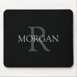DIY Monogram & Name, Classic Black with Grey Text Mouse Pad<br><div class="desc">Personalise with your Monogram and Name In Grey Text. This simple Classic Black Design can also be used to promote your Company Name.</div>