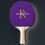 DIY Monogram & Name Gold & White, Royal Purple Ping Pong Paddle<br><div class="desc">Personalise with your Monogram and Name In Gold and White Text. This simple Classic Royal Purple Design can also be used to promote your Company Name.</div>
