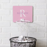 DIY Monogram & Name, Light Pink, Lavender, White Mini Basketball Hoop<br><div class="desc">Personalise with your Monogram and Name In Lavender and White Text on this simple Classic Light Pink Design.</div>