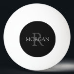 DIY Monogram & Name, Trendy Black with Grey Text Ping Pong Ball<br><div class="desc">Personalise with your Monogram and Name In Grey Text. This simple Classic Black Design can also be used to promote your Company Name.</div>