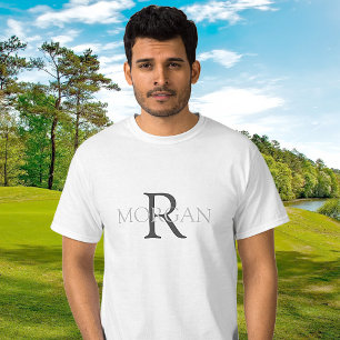 DIY Monogram & Name, Trendy Design with Grey Text T-Shirt