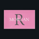 DIY Monogram & Name, Trendy Grey Text On White Acr Acrylic Tray<br><div class="desc">Personalise with your Monogram in black and Name in white on pink background. This simple Classic Design can also be used to promote your Company Name. Click “Customise” to change colours and type styles.</div>