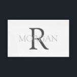 DIY Monogram & Name, Trendy Grey Text On White Acrylic Tray<br><div class="desc">Personalise with your Monogram and Name In Grey Text On White background. This simple Classic Design can also be used to promote your Company Name.</div>