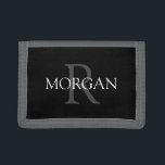 DIY Monogram & Name, Trendy Grey & White Text Trifold Wallet<br><div class="desc">Personalise with your Monogram and Name In Grey and White Text. Click “Customise” to change colours and type styles.</div>