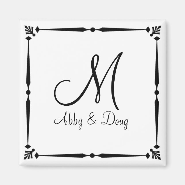 DIY Monogram template with decorative border Magnet (Front)