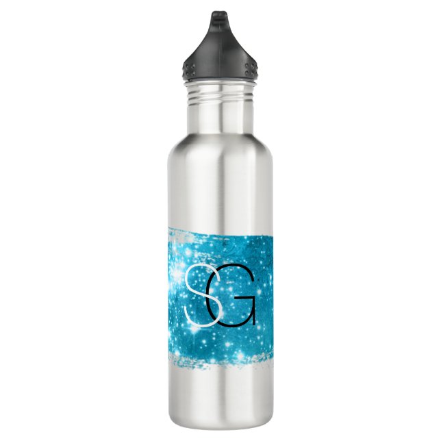 DIY Monogram Wh& Blk, Stardust Brush Stroke 710 Ml Water Bottle (Right)