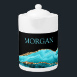 DIY Name, Black, Gold & Teal Agate<br><div class="desc">Personalise your Name In Teal on Black,  Gold & Teal Agate. Click “Customise” to change colours and type styles.</div>