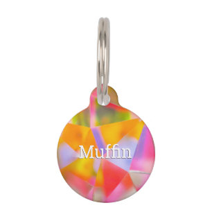 DIY Name & Info White, Colourful Kaleidoscope Pet Tag