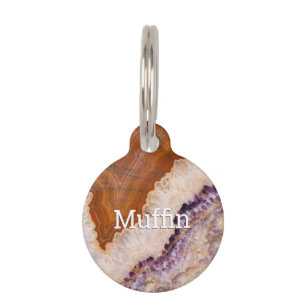 DIY Name & Info White, Purple, Brown & White Agate Pet Tag