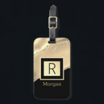DIY Name & Monogram, Black & Gold Box and Agate Luggage Tag<br><div class="desc">Personalise your name in gold and monogram in black on trendy black and gold box and agate. Click “Customise” to change colours and type styles</div>