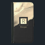 DIY Name & Monogram, Black & Gold Box and Agate Samsung Galaxy S5 Wallet Case<br><div class="desc">Personalise your name in gold and monogram in black on trendy black and gold box and gold agate. Click “Customise” to change colours and type styles</div>
