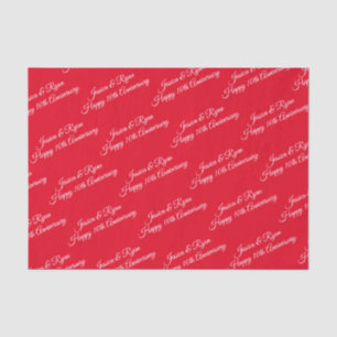 DIY Names, Anniversary Year, White Script, Red Tissue Paper
