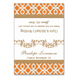 DIY Orange Gold Moroccan Seating Place Tent Cards
