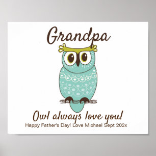 DIY Owl Father's Day Handprint Template Poster