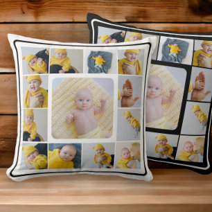 DIY Personalised 13 Photo Collage Template Cushion