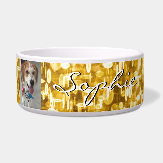 DIY Pet's Name & Photo, Glowing Gold Sequins (Front)