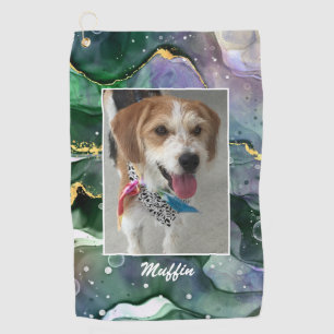 DIY Pet's or Child's Photo & Name, Ink Abstract 10 Golf Towel