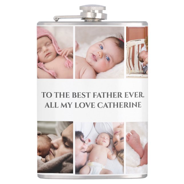 DIY photo collage | best father ever love daughter Hip Flask (Front)