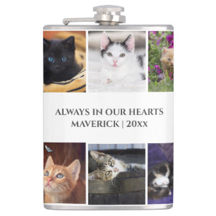 DIY photo collage   pet remembrance keepsake cat Hip Flask