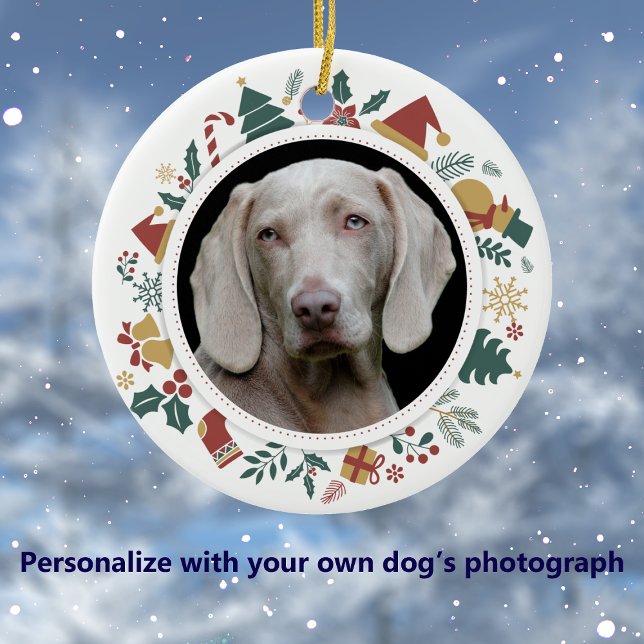 DIY Photo in Christmas Images Border Pet Ceramic Ornament (Creator Uploaded)