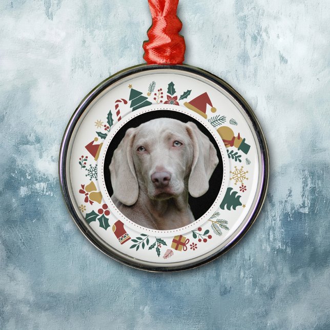 DIY Photo in Christmas Images Border Pet Metal Ornament (Creator Uploaded)