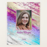DIY Photo/Name/Year/Teal Fuchsia Purple Gold Art Planner<br><div class="desc">Personalise this trendy Teal,  Fuchsia,  Purple and Gold Art Year Planner with Your Photo,  Name and Year. A unique fresh design with extra text on back cover. Makes a great Christmas or birthday gift.</div>