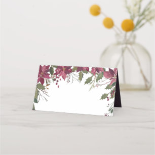 DIY Poinsettia Florals Wedding   Scarlet Red Place Card