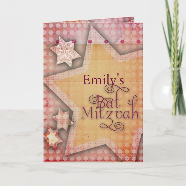 DIY Polka Dot Colourful Bat Mitzvah design Card (Front)