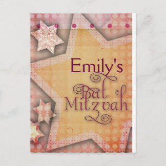 DIY Polka Dot Colourful Bat Mitzvah design Postcard