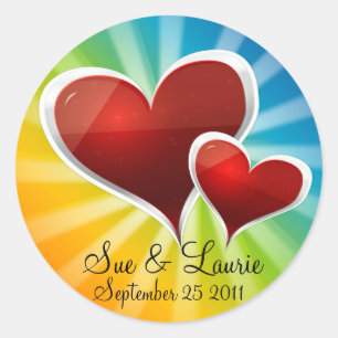 DIY Rainbow hearts Classic Round Sticker