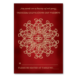 DIY Red Gold Indian Tent Style Seating Place Table Number