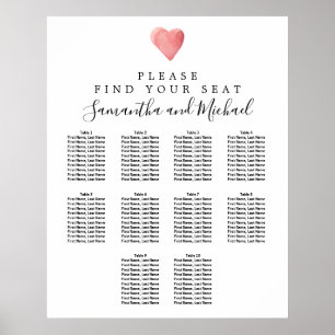 DIY Red Heart 10-Table Wedding Seating Chart