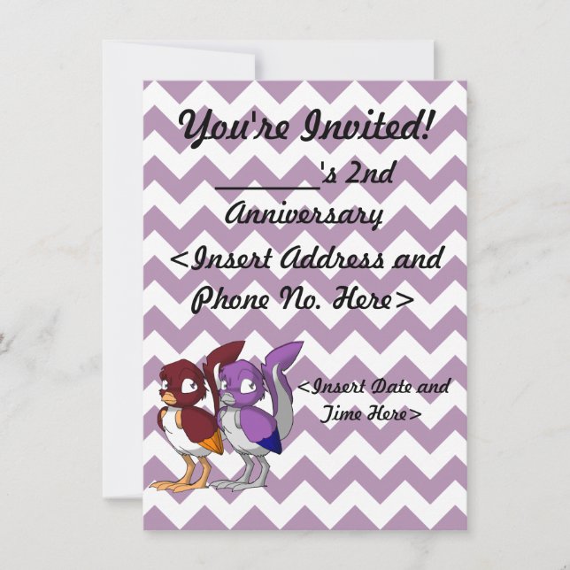 DIY Reptilian Bird Joint Party Invitation (Front)