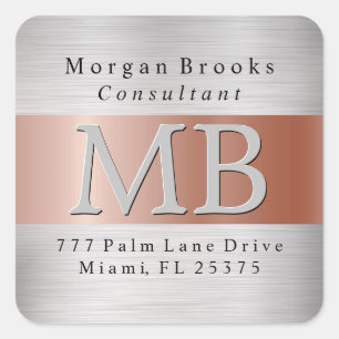 DIY Return Address Label Brushed Steel& Rose Gold