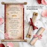 DIY Rose Gold Quinceanera Scroll Invitations<br><div class="desc">PLEASE NOTE: This product is a paper sheet invitation only. It does NOT include dowels or ribbons, which can be added by you separately to turn it into an actual scroll. Feel free to message me if you’d like additional resources for the dowels, finials or ribbons used in the mockup...</div>