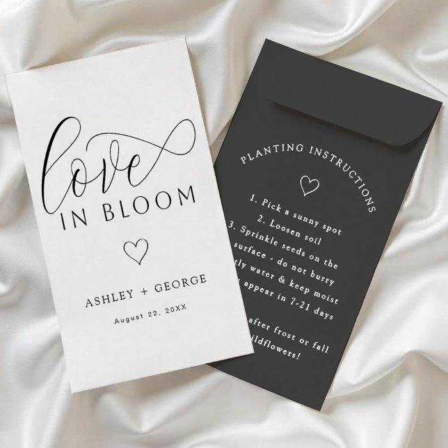 DIY Seed Packet Favour | Black & White Wildflower Flyer (Black and White DIY Favor)