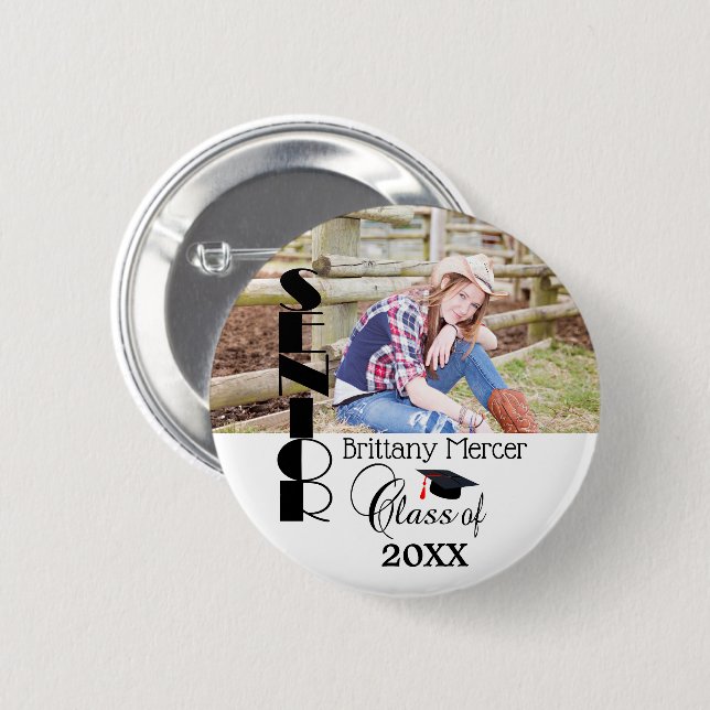 DIY Senior Photo Memories 6 Cm Round Badge (Front & Back)