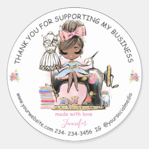 DIY Sewing Thank You Fashion Designe Classic Round Sticker