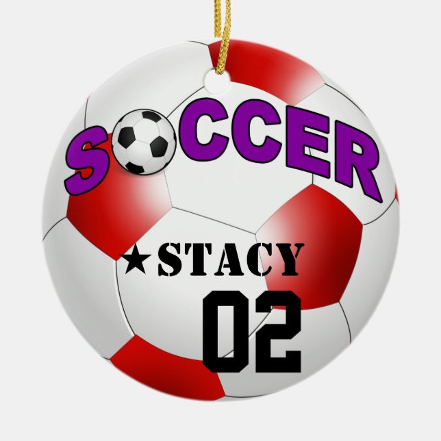 DIY Soccer Ball CHOOSE YOUR BACKGROUND COLOR Ceramic Tree Decoration (Front)