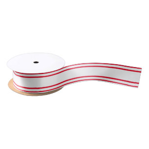 DIY Stripe & Background Colour - Red White Satin Ribbon