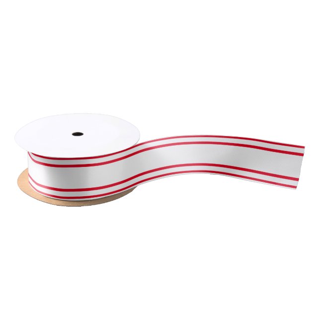 DIY Stripe & Background Colour - Red White Satin Ribbon (Spool)