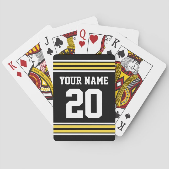 DIY Team Jersey Stripes Yellow White Black Playing Cards (Back)