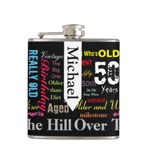 DIY Text   50th Happy Birthday   Milestone Flask